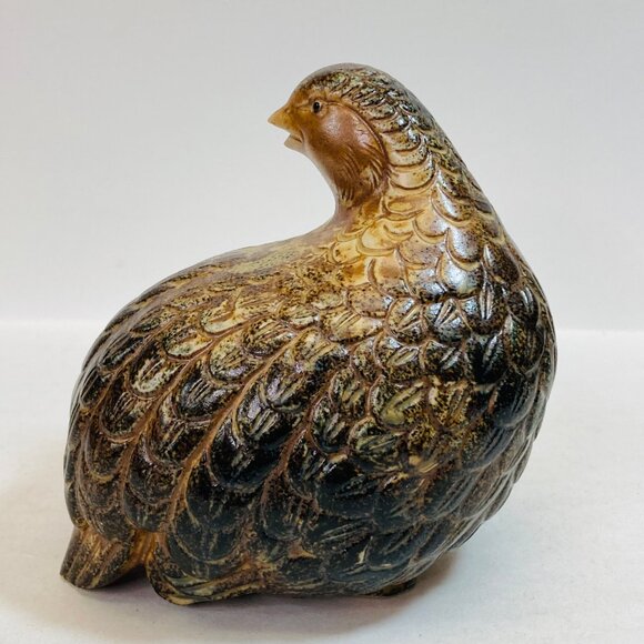Quail Figurine MCM Vintage Ceramic Pottery Browns Japan as is 5.5 x 5 Bird - Picture 8 of 11